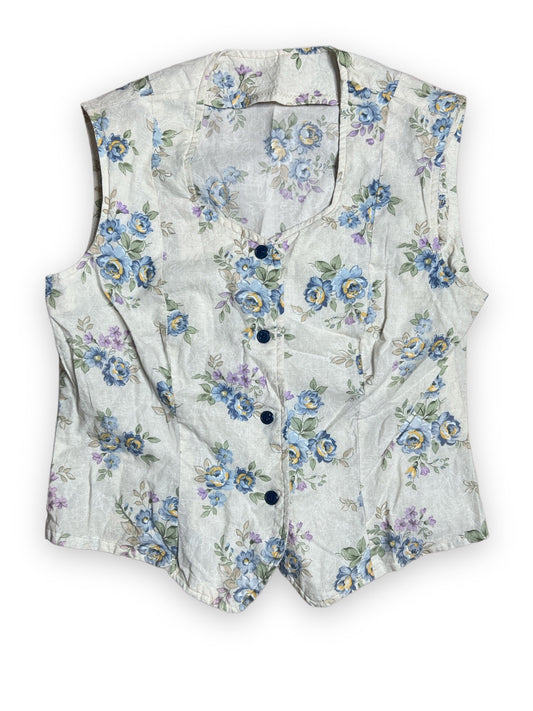 CREAM FLORAL CORSET STYLE TANK TOP