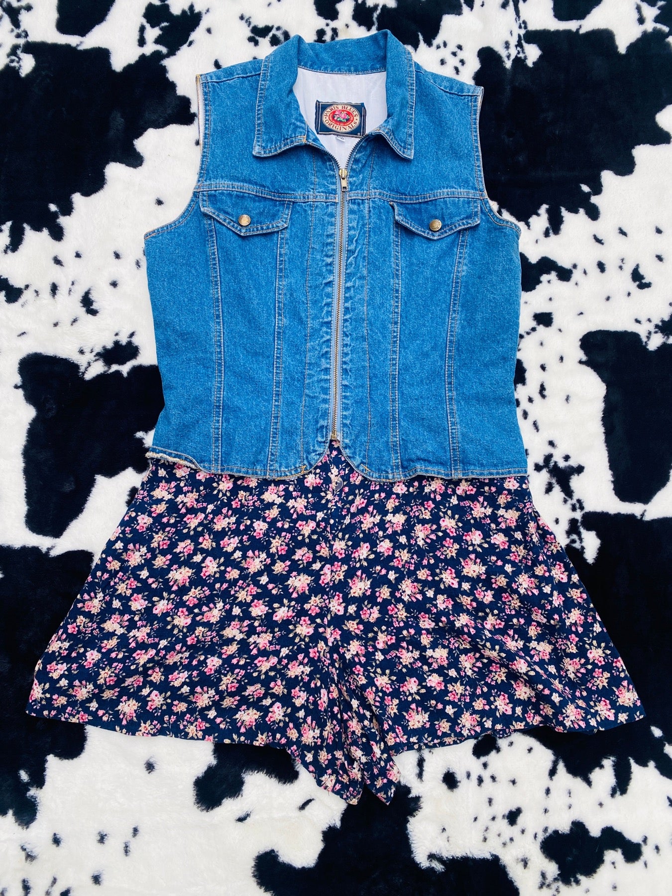 PARIS BLUES DENIM & FLORAL ROMPER
