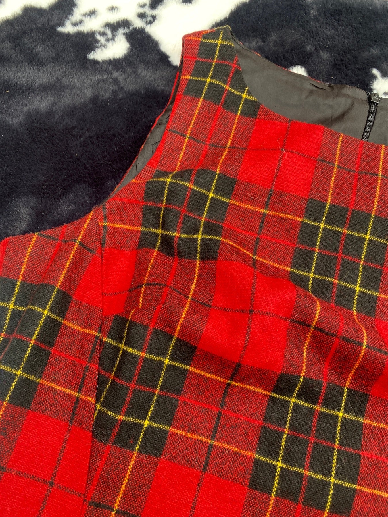 SLEEVELESS PLAID MINI DRESS