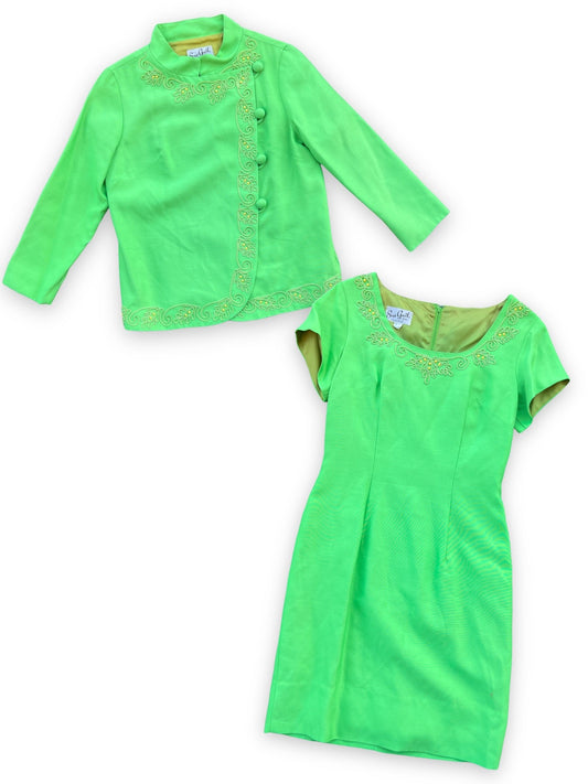 SUE GAIL LIME GREEN DRESS SET