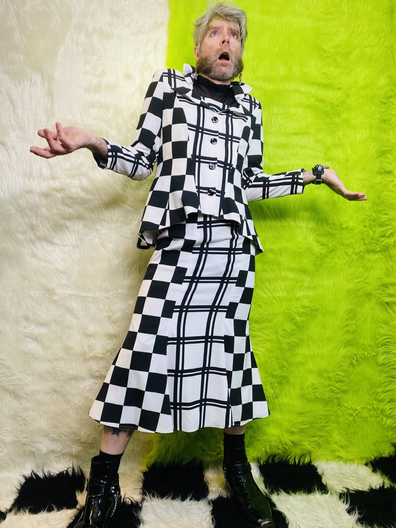 THIS IS MY ART & ITS DANGEROUS CHECKERED 3 PIECE SUIT