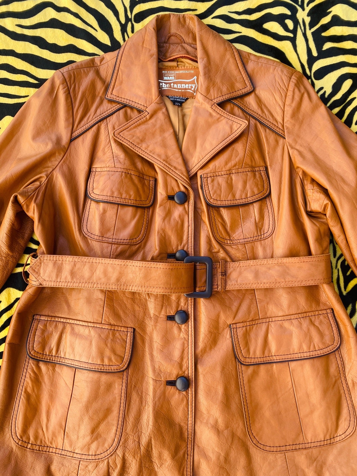 THE TANNERY MONTGOMERY WARD TAN LEATHER JACKET