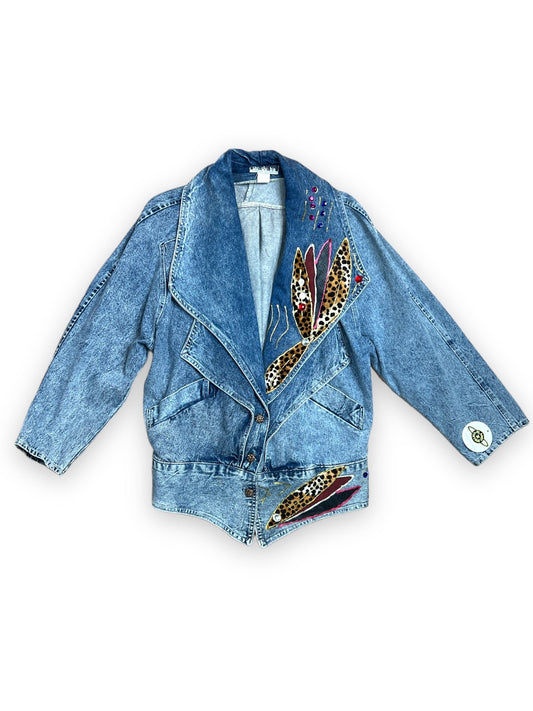 JUJU BE EMBELLISHED ACID WASH JACKET