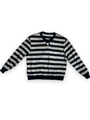TEARDROP KEYHOLE TAN & BLACK STRIPED SWEATSHIRT