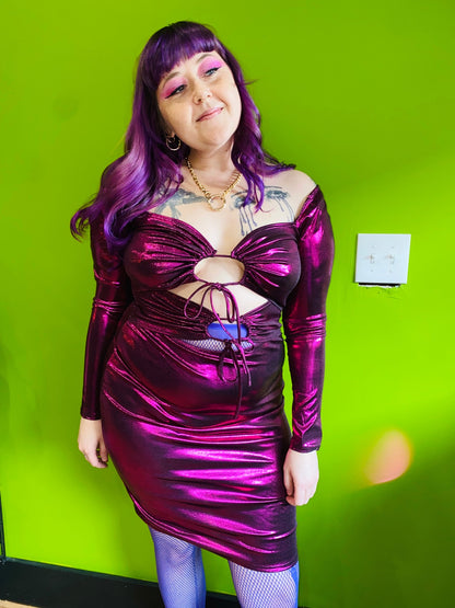 MAGENTA METALLIC PARTY DRESS