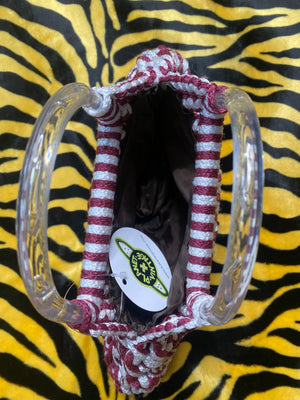 MAROON & WHITE ROPE PURSE