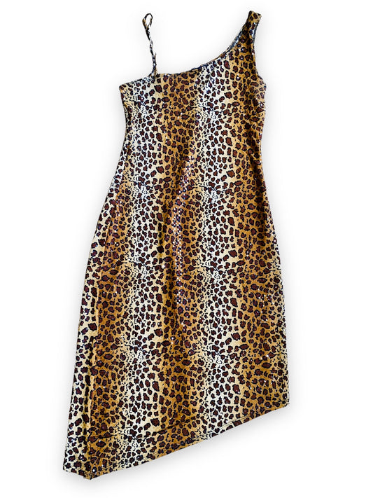 MY MICHELLE SPARKLE LEOPARD ASYMMETRIC DRESS