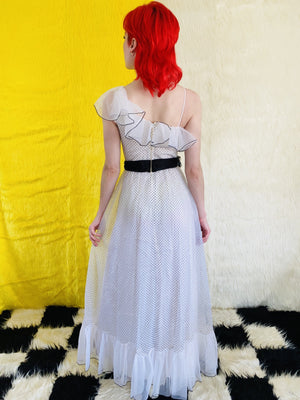 JCPENNY POLKA DOT RUFFLE MAXI DRESS