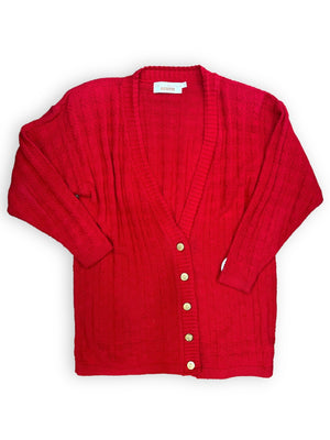 DELIA MCKAIN RED CARDIGAN