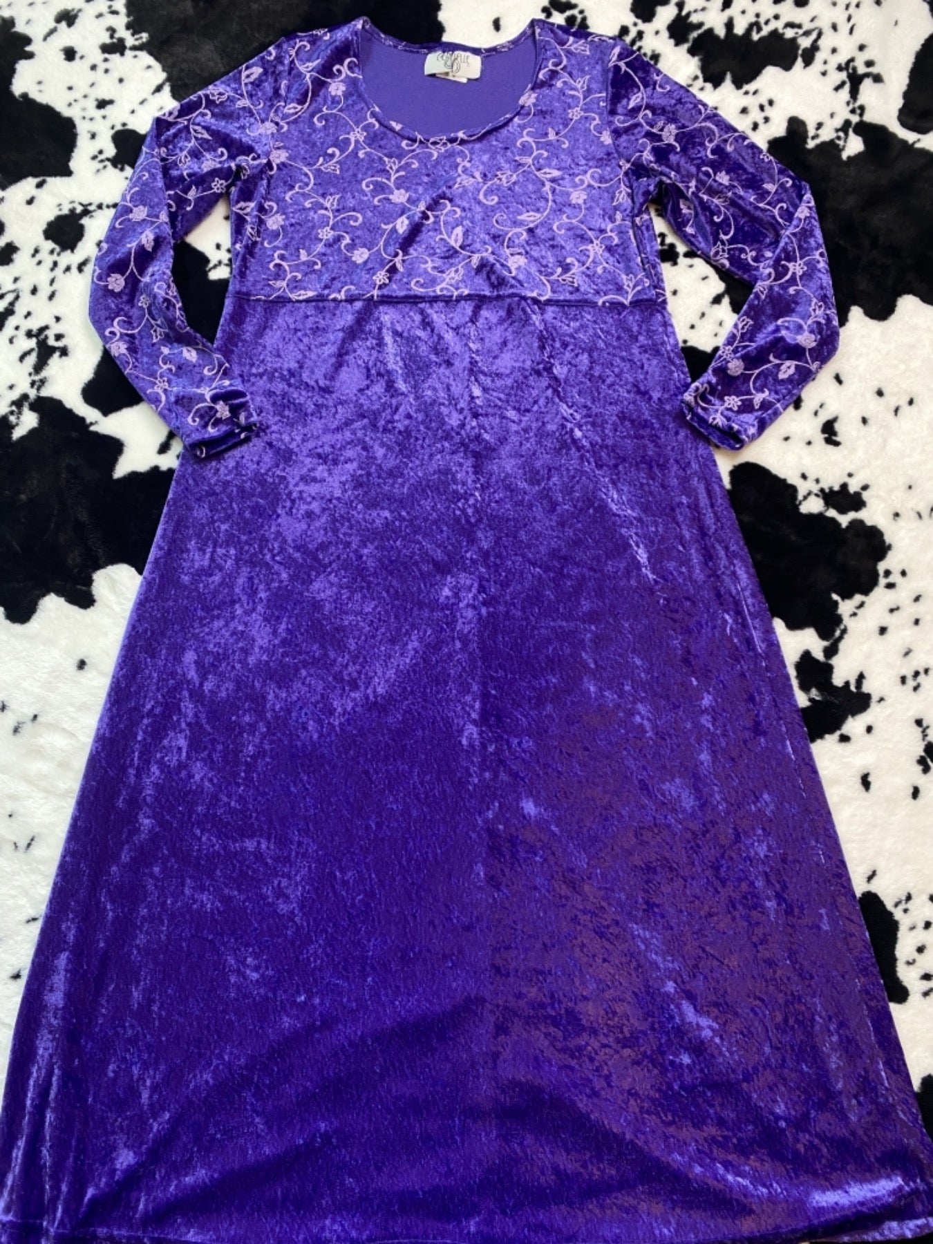 CERVELLE PURPLE VINES VELVET MAXI DRESS