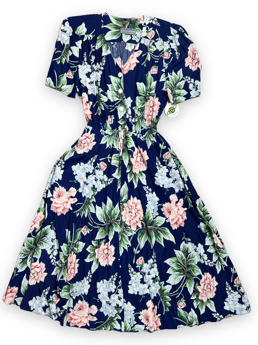 CAROL ANDERSON NAVY BLUE FLORAL DRESS