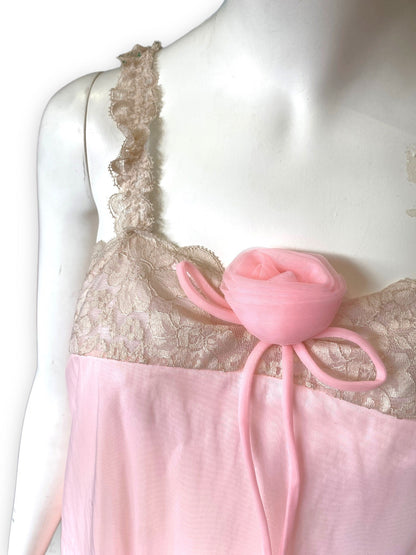 PINK ROSETTE SLIP DRESS