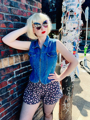 PARIS BLUES DENIM & FLORAL ROMPER