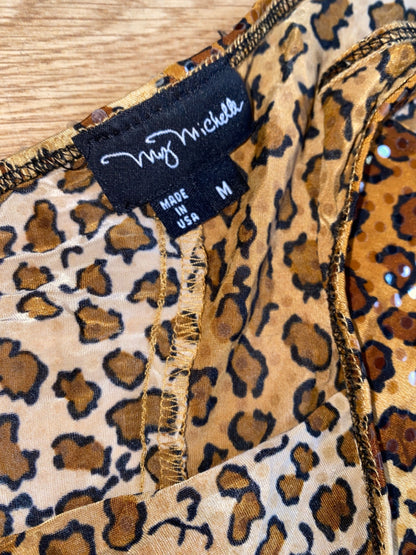 MY MICHELLE SPARKLE LEOPARD ASYMMETRIC DRESS