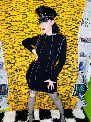 CONTRAST STITCH BODY CON DRESS