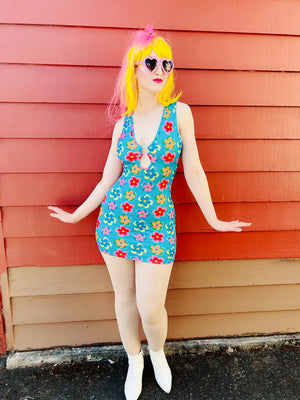 O RING FLORAL TANK DRESS