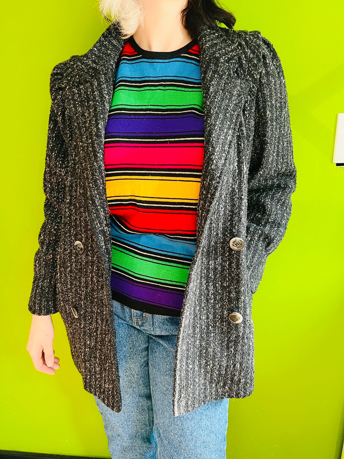 NEW YORK GIRL HEATHERED TWEED COAT