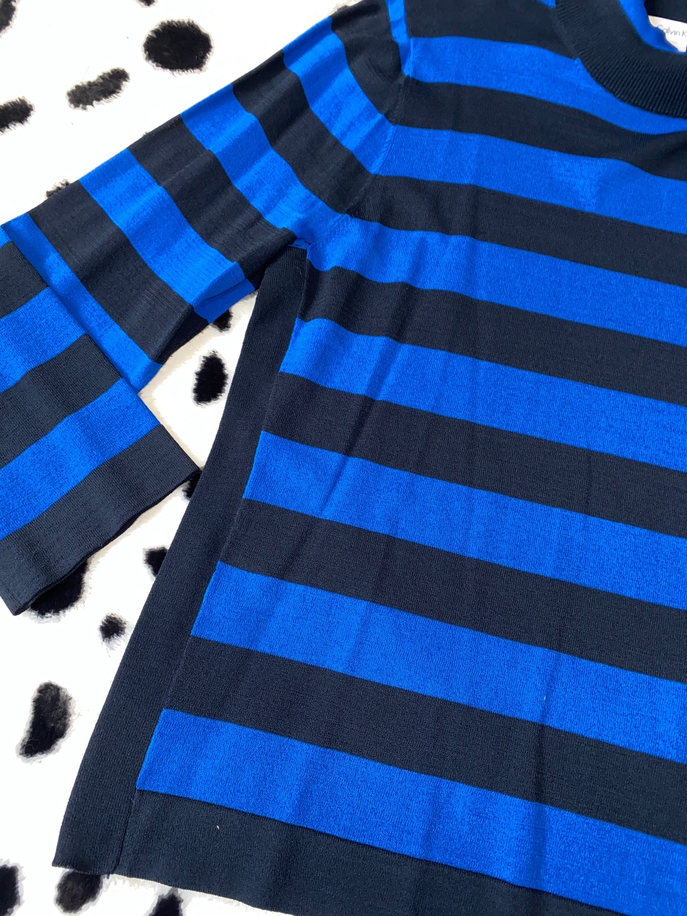 CALVIN KLEIN BLACK & BLUE STRIPED TOP