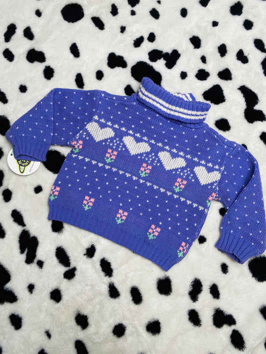 BABYBAIR KIDS LAVENDER HEART SWEATER