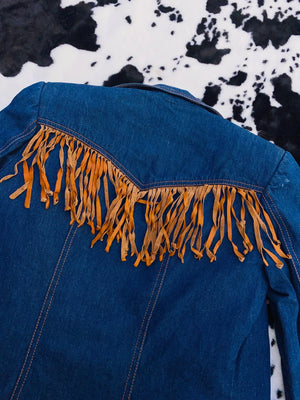 FRINGE DENIM BLAZER