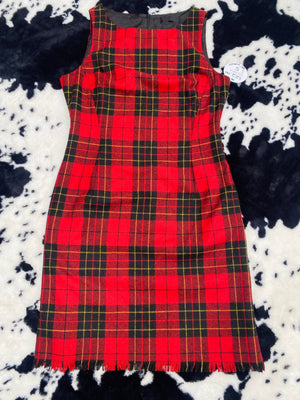 SLEEVELESS PLAID MINI DRESS