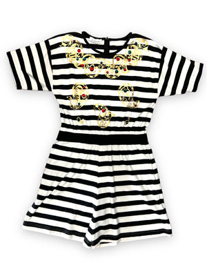 RAFAEL STRIPED RHINESTONE ROMPER